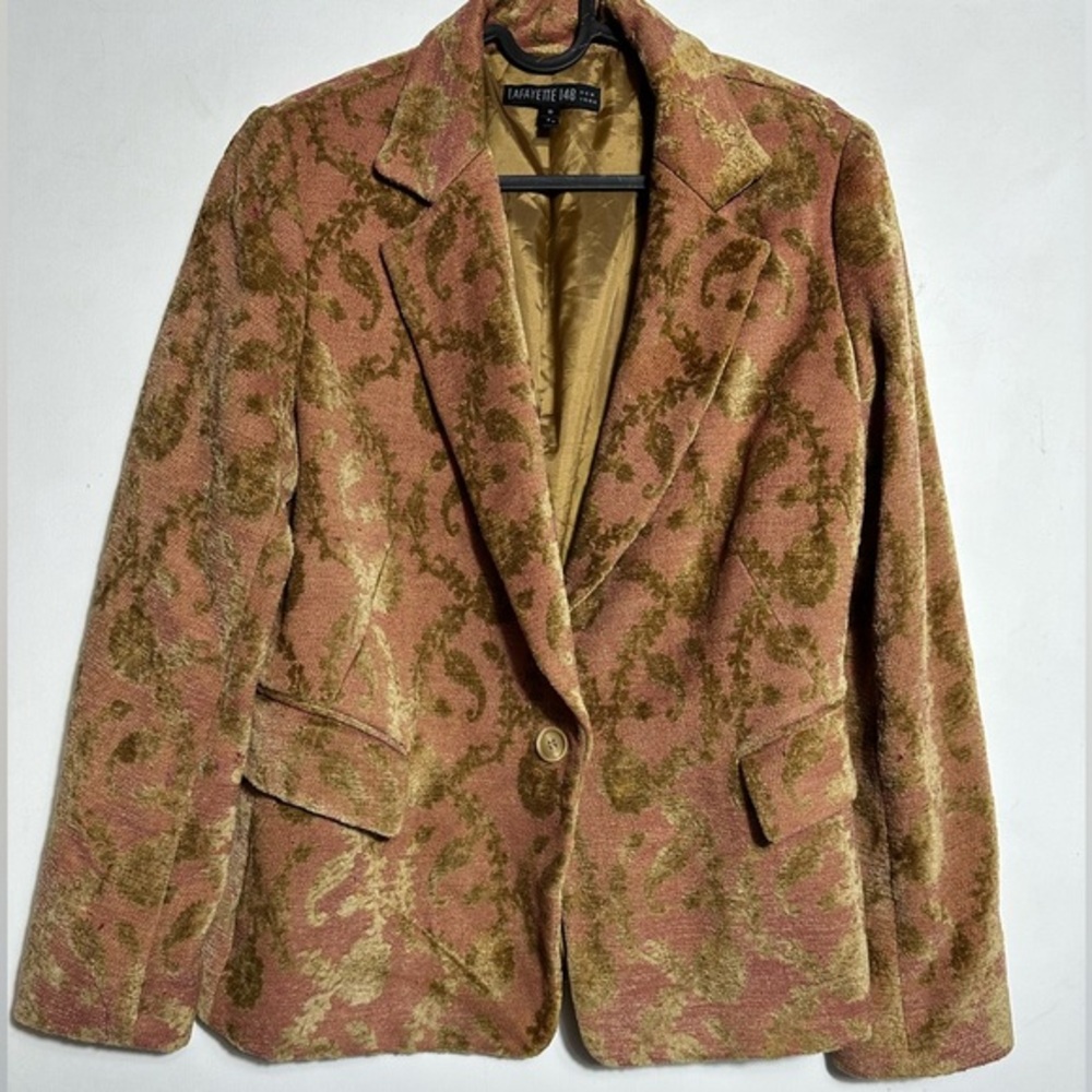 Lafayette 148 New York Gold and Pink Velvet Blazer